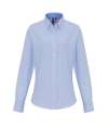 PR338 Premier Ladies Long Sleeve Striped Oxford Shirt White / Oxford Blue colour image